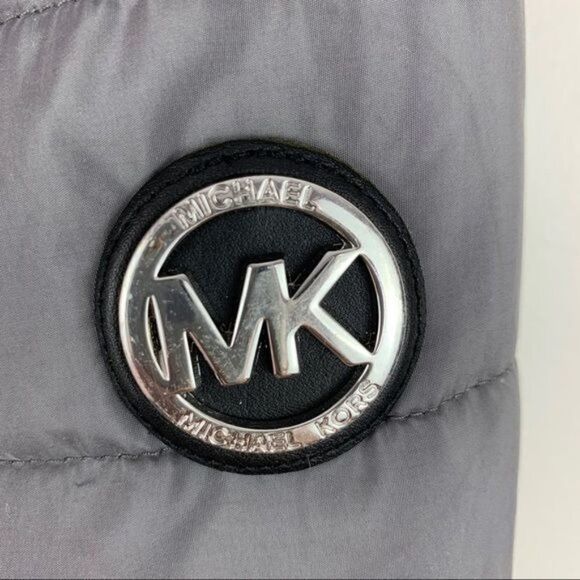 Michael Kors Gray‎ Puffer Jacket w/Silver Logo On Arm Sz L - Picture 7 of 12